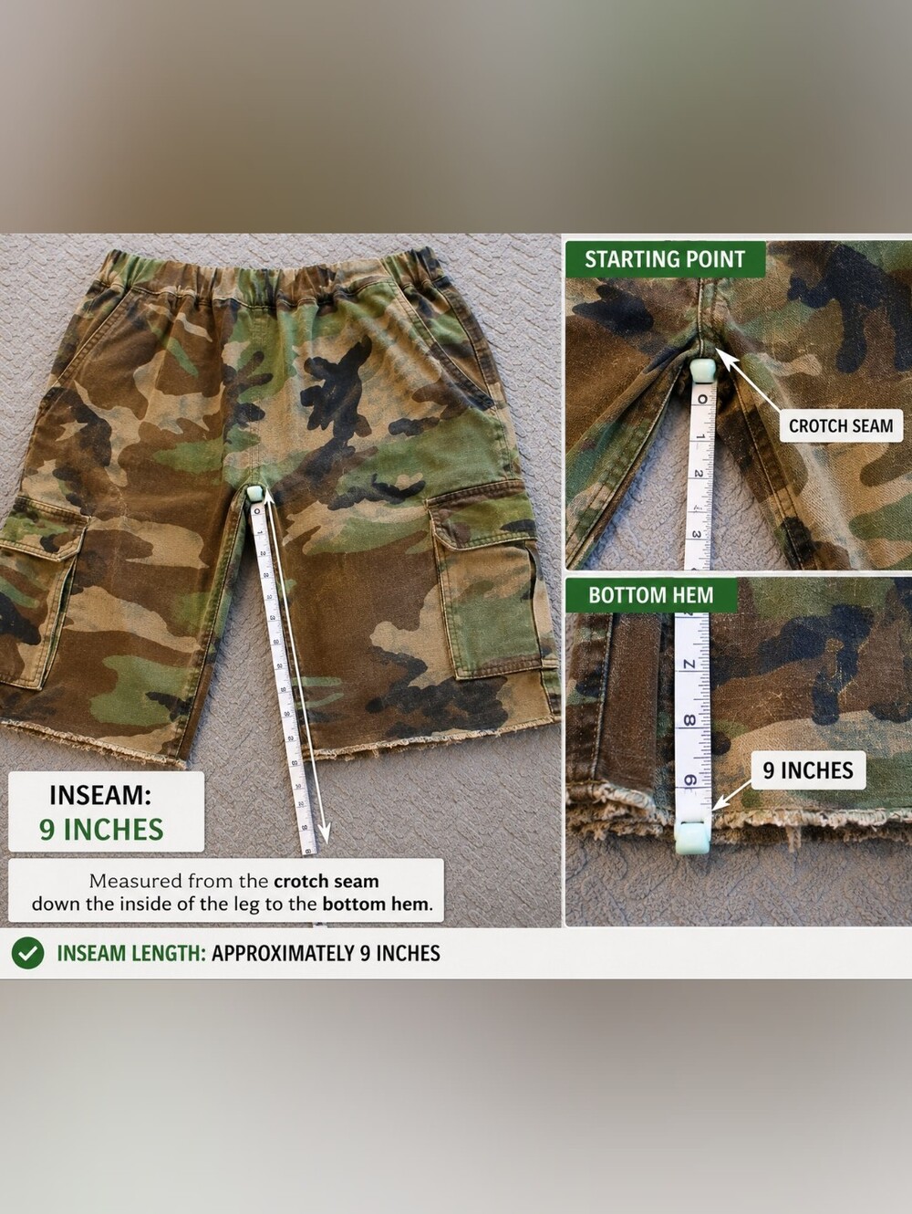 Camo Cargo Utility Shorts - Green Camouflage